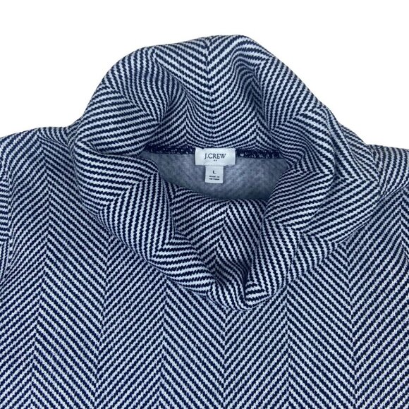 J. Crew Womens Striped Sweater Turtle Neck Black and White Pattern Fall Warm L - Picture 2 of 8